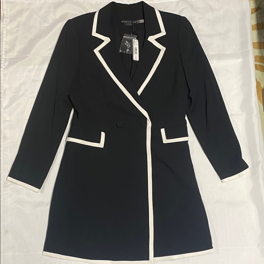NWT Alice + Olivia Kyrie Piped Tuxedo Dress Size 10